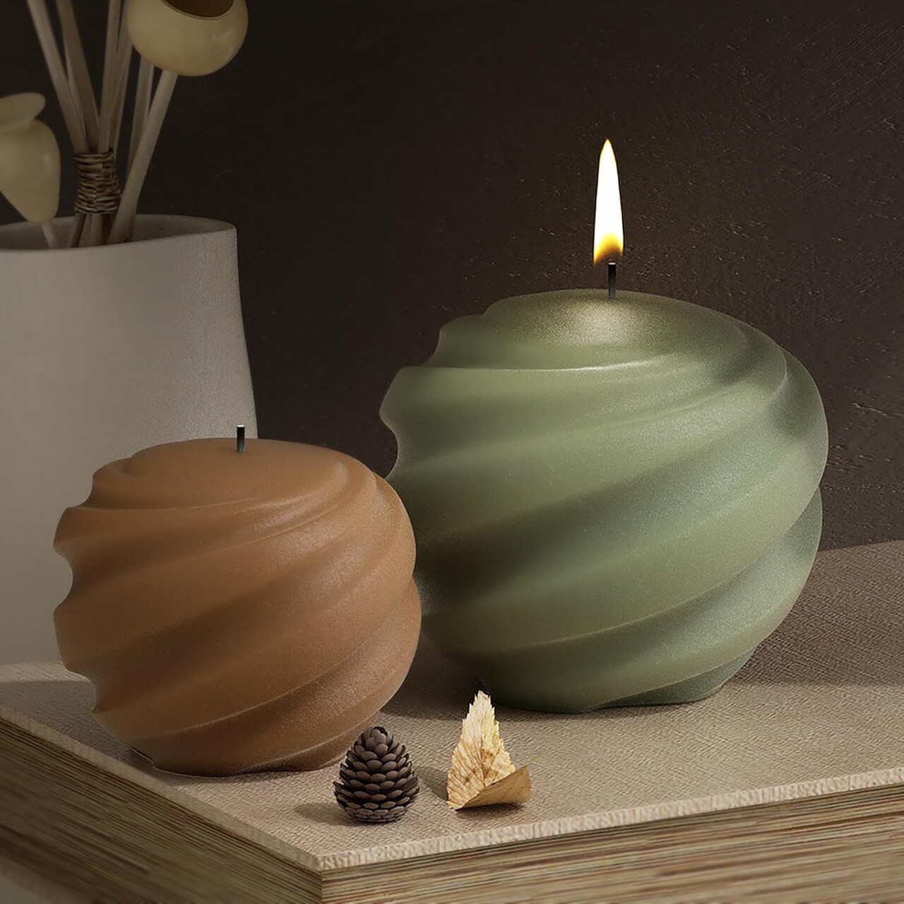 2 Pack Wave Ball Spiral Candle Making Molds - 3D Silicone Mold